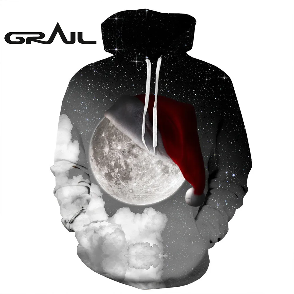 

2017 Autumn 3D Digital Printing Moon Man Women Hoodies Loose Skateboard Hoodie Sweatshirt Christmas Starry Sky QYDM151