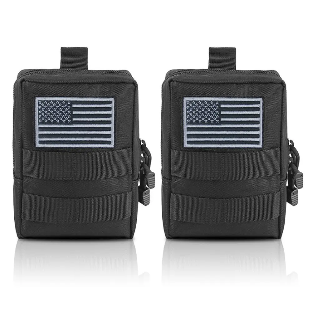 

2pcs/lot Hunting Molle Pouches Tactical Compact Pack Water-resistant Utility EDC Pouch Small Black Waist Accessory Bag