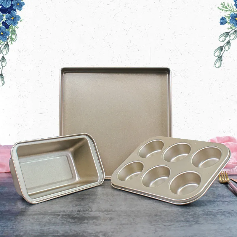 

1 Set Heavy Carbon Steel Kitchen Bakeware Set Nonstick Coating Easy To Release Cookie Bread Toast Cake Baking Pan Metal Dishes