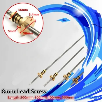 

3D Printer 8mm T8 Lead Screw 200-500mm Trapezoidal Acme Rod +Anti-Backlash Nut