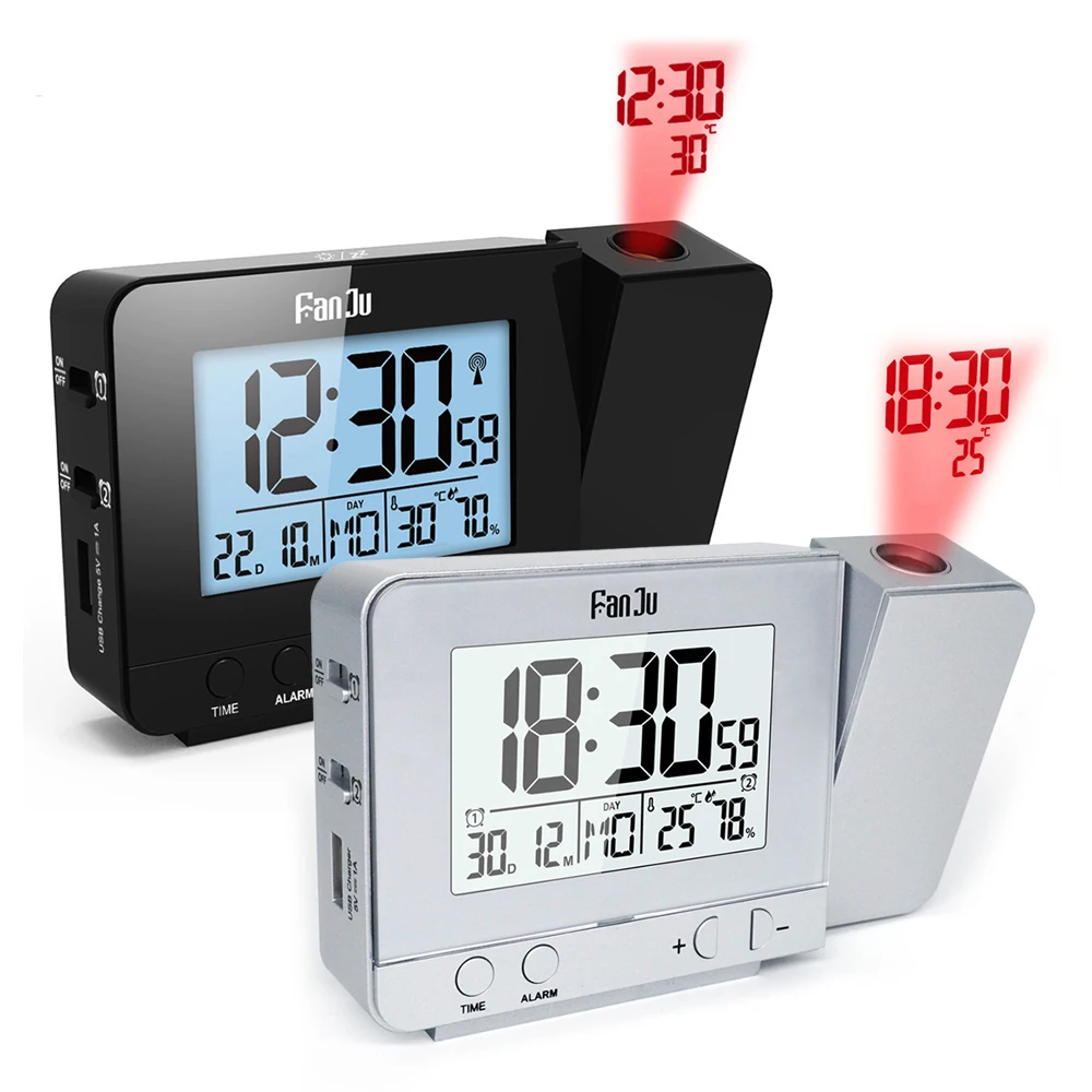Проекционный будильник, цифровые часы с функцией повтора даты, поворотная подсветка, будильник, проектор, светодиодные часы, домашний декор
