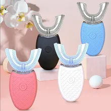 360 градусов интеллигентая(ый) Автоматическая Ультразвуковая электрическая зубная щетка для Зубная щётка U Тип 4 режима зубная щетка зарядка через usb для отбеливания зубов, синий свет