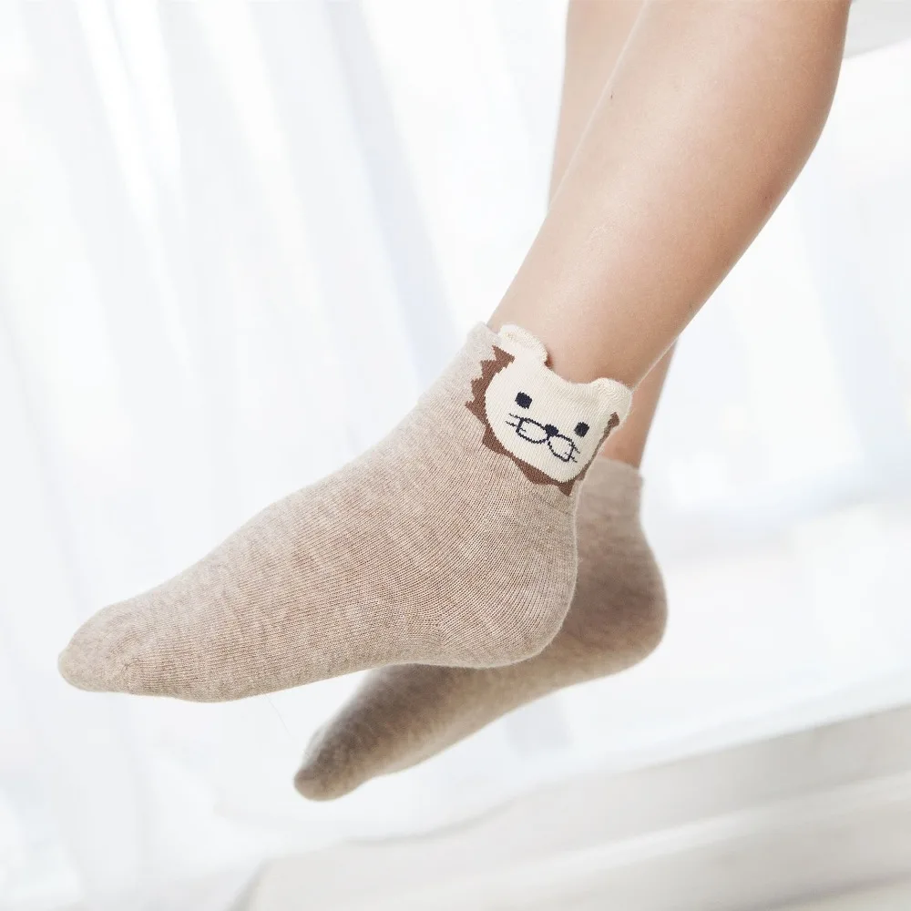 3 Pairs/Lot Children Socks Cotton Lion Animal Cartoon Breathable Mid Tube Cute Socks for Kids Baby Boys Girls Free Shipping 