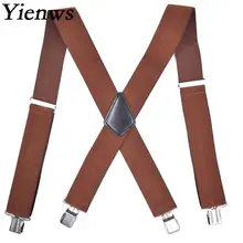 Yienws расширенные подтяжки для мужчин винтажные коричневые подтяжки X сзади 4 кнопки подтяжки 5 см* 120 см tirantes Hombre YiA097