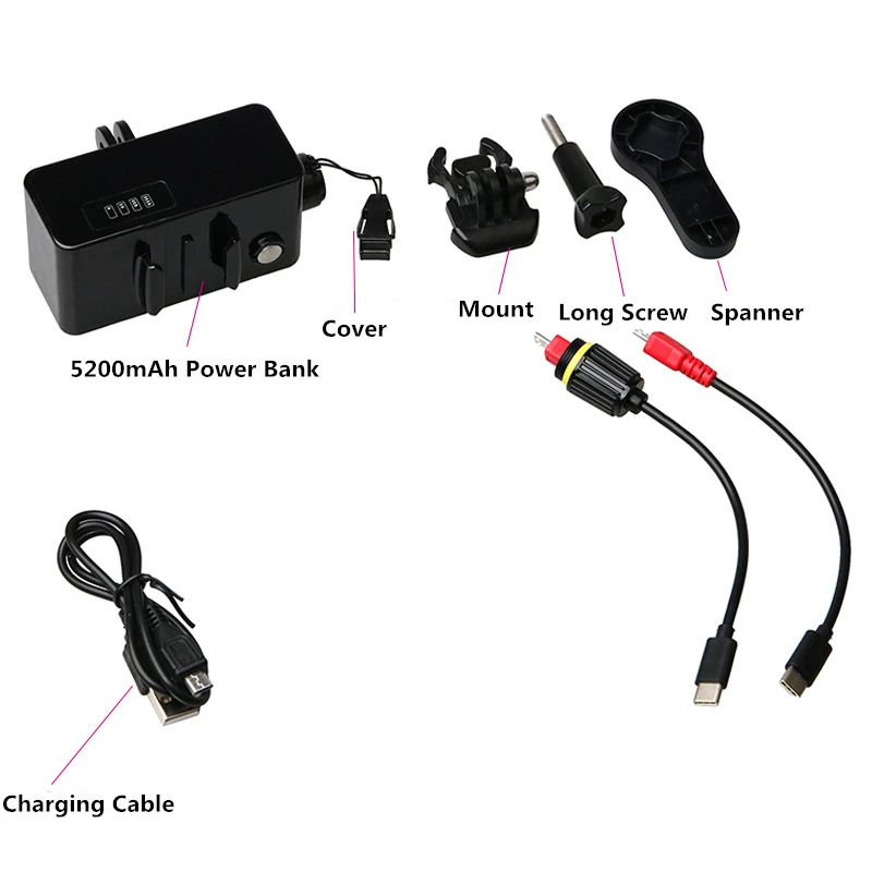 ORBMART 5200mAh Waterproof Extended Battery Side Power Bank For Gopro Hero 5 6 7 Session Xiaomi Yi