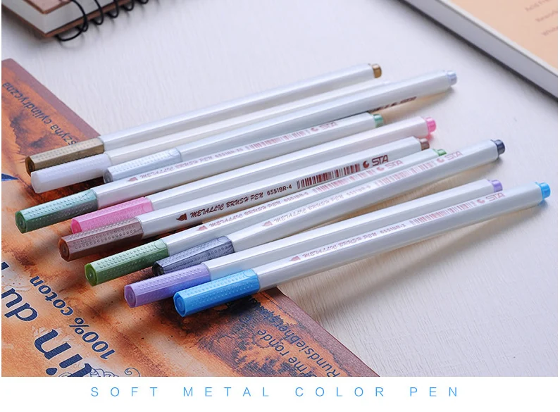 10 цветов кисть жирная Водонепроницаемая Перманентный маркер цветной маркер дети граффити металлическая ручка принадлежности для рисования