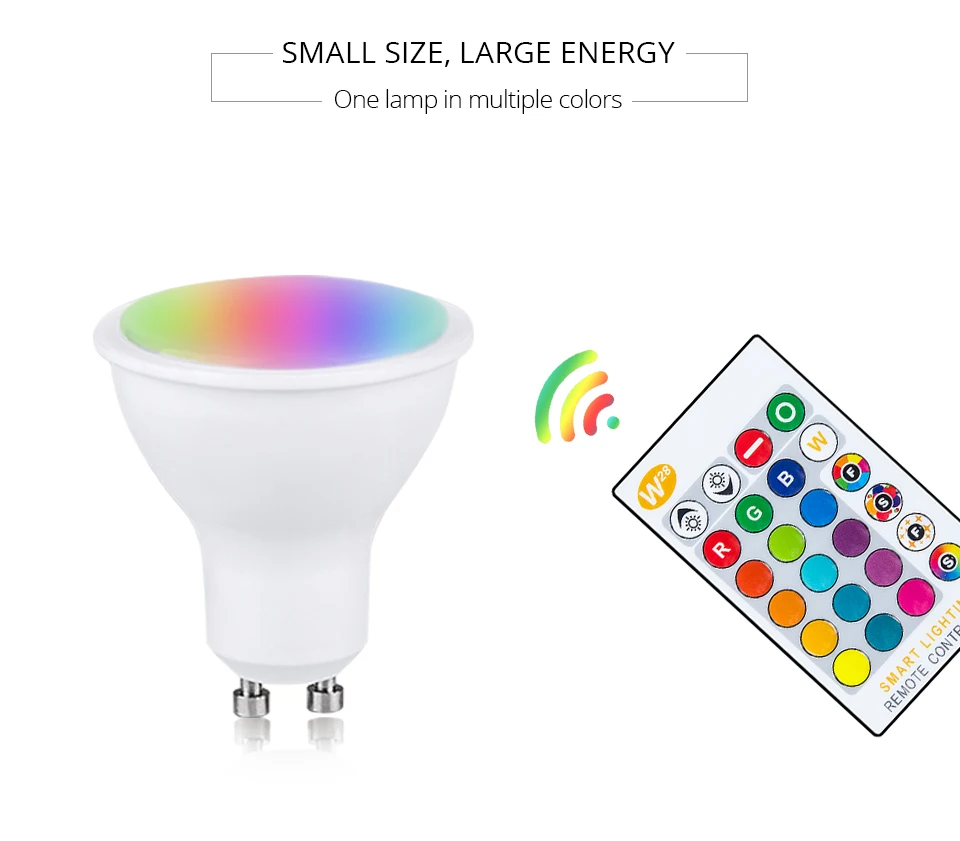 E27 GU10 LED RGB Bulb AC85-265V Christmas New Year Party Decoration Spot Light Dimmable With 24 Keys Remote Controller RGB Bulb (10)