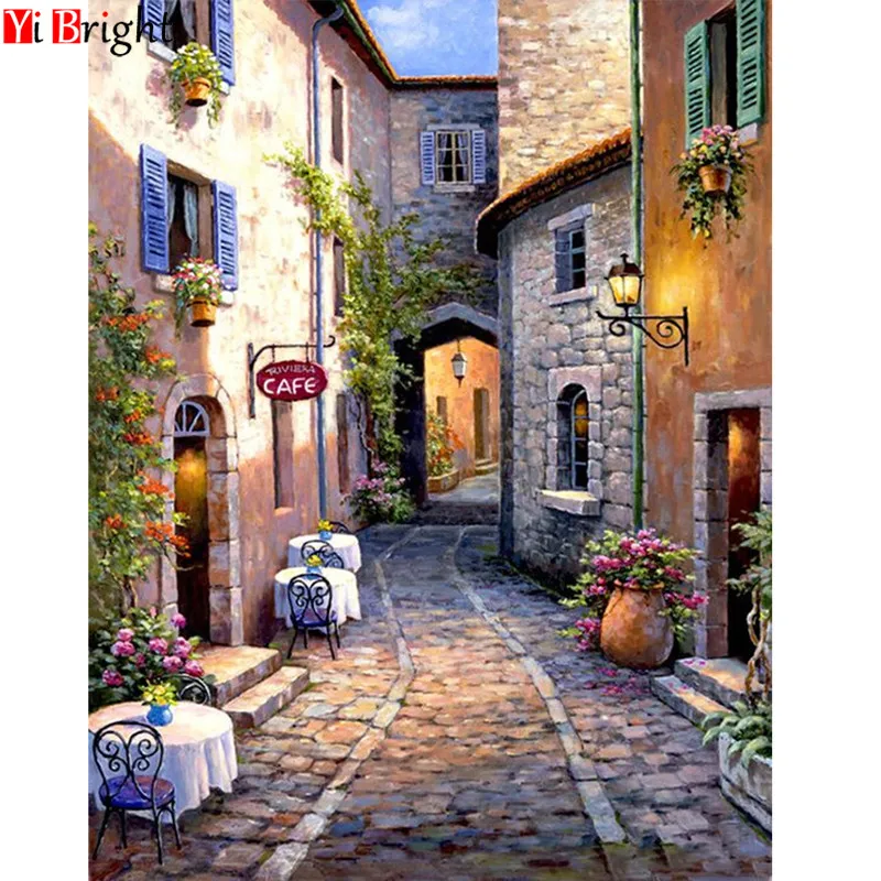 Huacan-Diamond-Embroidery-Sale-Town-5D-Diamond-Painting-Full-Square-Drill-Landscape-Handmade-Wall-Decor-Scenery