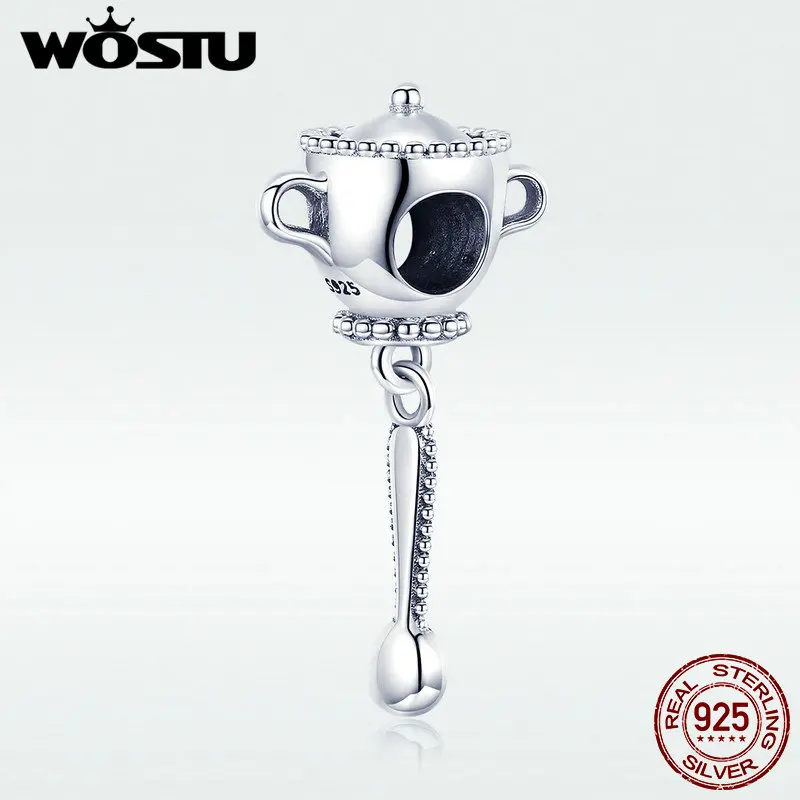 

WOSTU 100% Real 925 Sterling Silver Afternoon Tea Charm Beads Fit Original Bracelet Pendant Relax Fashion Jewelry Gift DXC1001