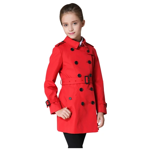 Высококачественные тренчи для девочек, модные детские ветровки, весенне-осенняя куртка для девочек, верхняя одежда для подростков, От 4 до 12 лет, Детская парка - Цвет: Red