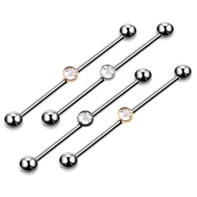Модные промышленные серьги-гантели G23 с титановым кристаллом, 1 шт., цветные пирсинг штанги, ювелирные изделия для пирсинга, 14 г