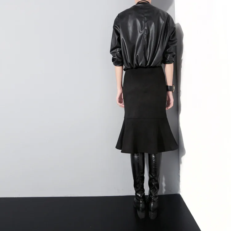 Женская короткая куртка из ПУ кожи с рукавом три четверти|black jacket women|jacket womenshort |