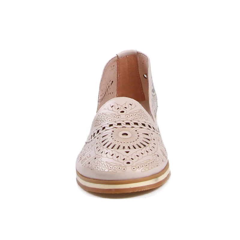 Semelle Véritable Apricot Dames Femmes Casual Chaussures Plate En 2018 Rond Automne Mode Bout Appartements Découpe Wetkiss Cuir Impression a0741