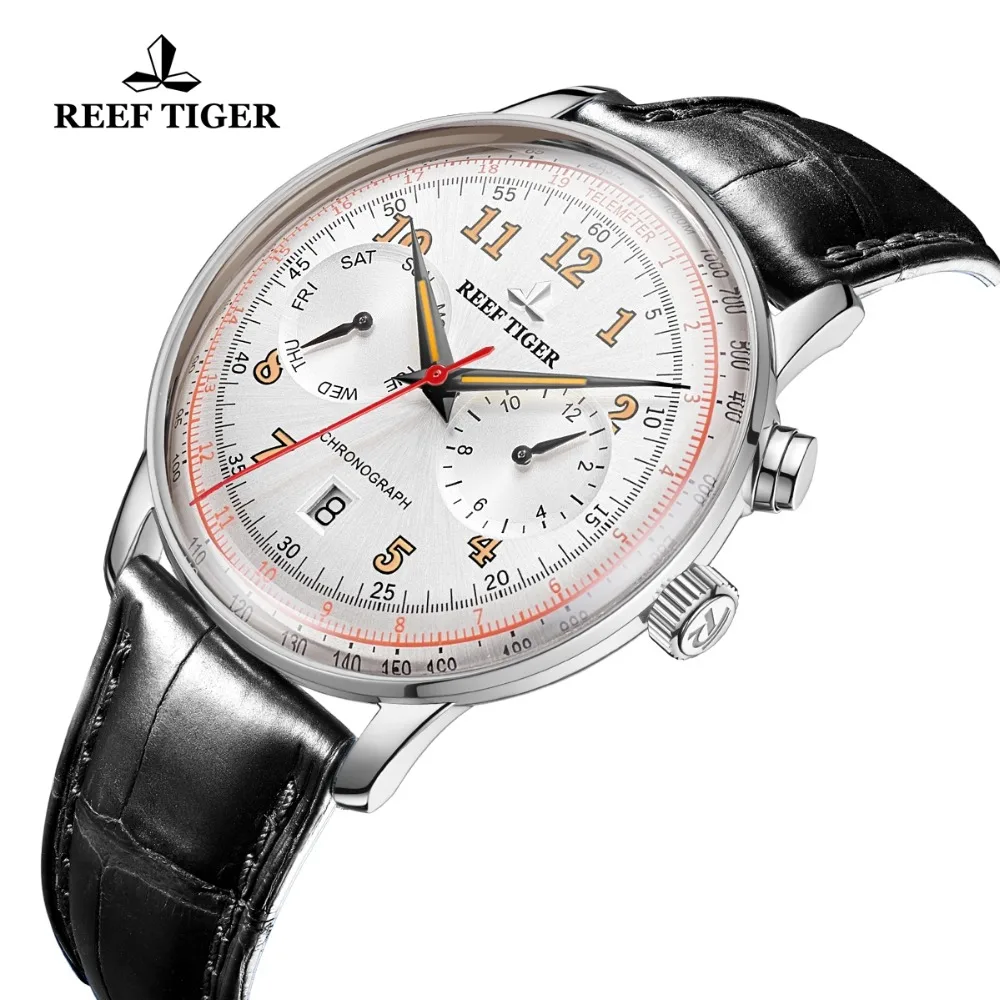 Reef Tiger/RT классические винтажные часы мужские автоматические светящиеся из