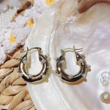 HZ элегантный дизайн золотой медный металлический имитация жемчуга круг обмотки кольцо для пирсинга серьги для женщин Девушка Вечерние