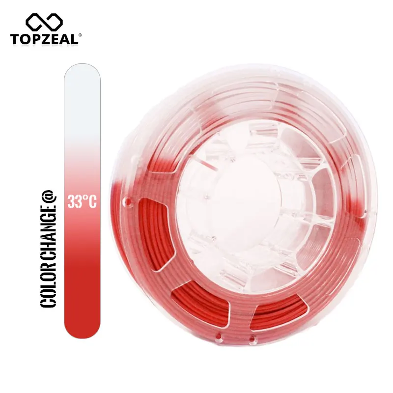 

TOPZEAL 3D Printer PLA Temperature Change Color Filament, Dimensional Accuracy +/- 0.05 , 1KG Spool, 1.75mm , Red To White