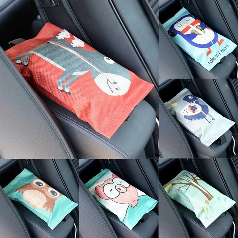 

Cartoon Cloth Car Seat Back Hanging Storage Table Home Tissue Case Box Container Towel Napkin Papers Bag Holder Box Case