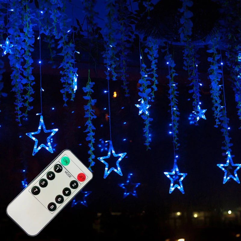 

LED String Lights Pentagram Star Curtain Light Fairy Wedding Birthday Christmas Lighting Indoor Decoration Light 220V IP44