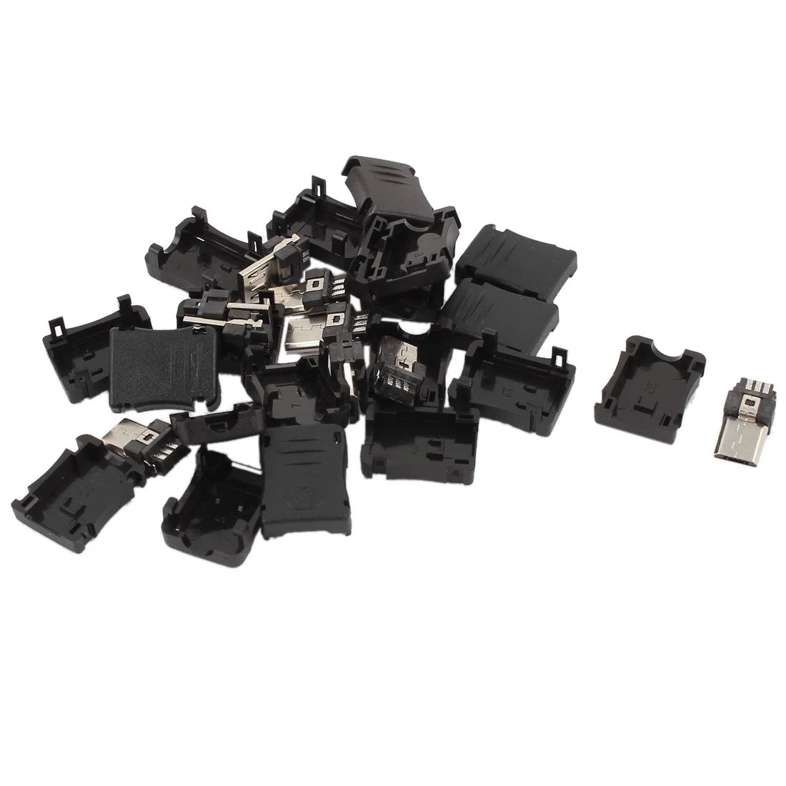 10PCS 5 Pin Micro USB Type B Male Plug Connector Plastic Cover