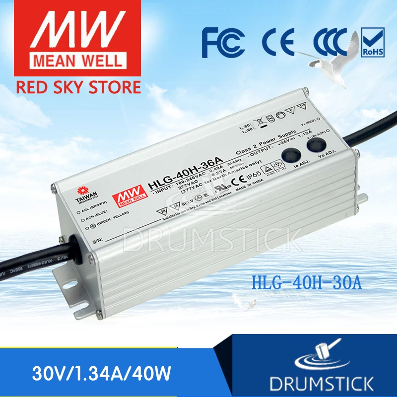 

MEAN WELL HLG-40H-30A 30V 1.34A meanwell HLG-40H 30V 40.2W Single Output LED Driver Power Supply A type
