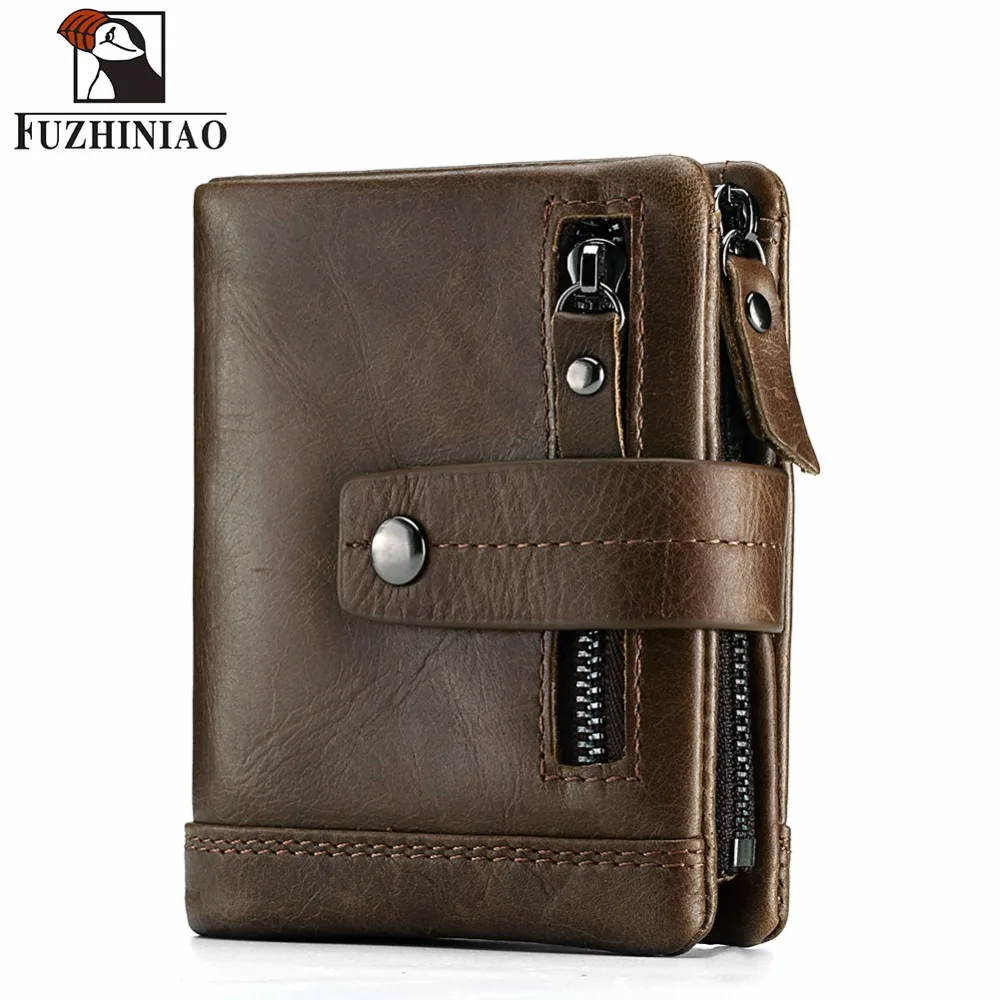 

FUZHINIAO Genuine Leather Wallet Men Coin Purse Small Male Cuzdan Walet Portomonee Rfid Mini PORTFOLIO Vallet Card Holder Perse