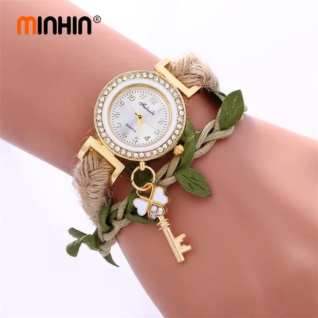 MINHIN Bohemia Women Creative Watches Leaves Design Braided Wrist Bracelet Watch MINHIN Bohemia Women Creative Watches Leaves Design Braided Wrist Bracelet Watch