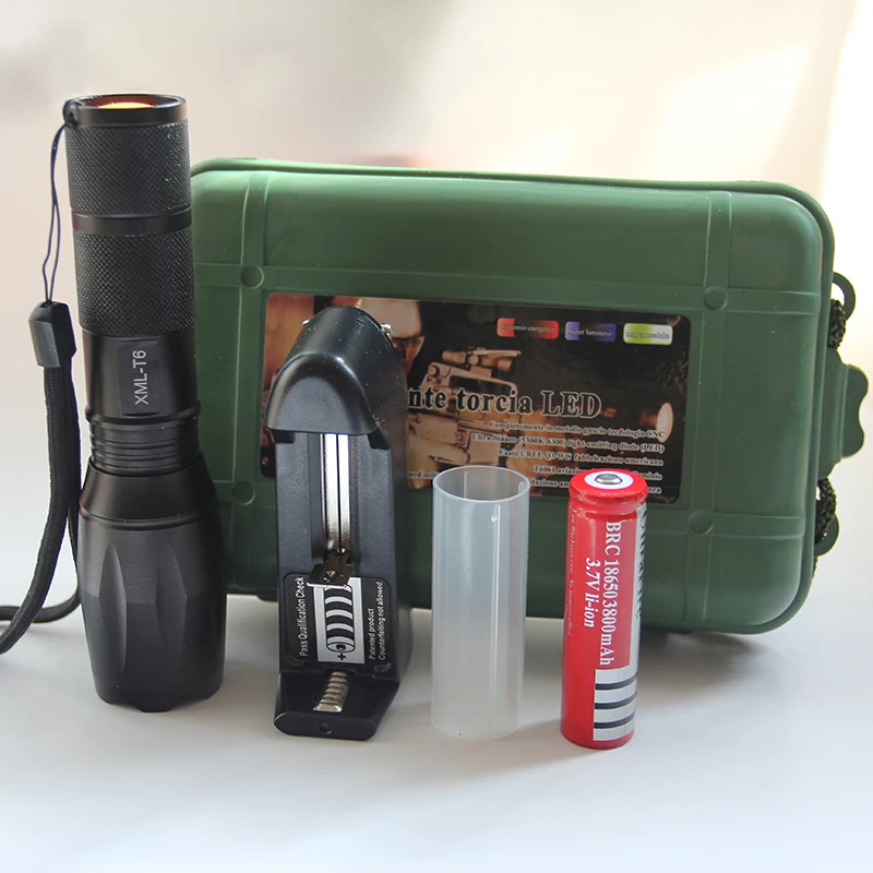 

DIYUN LED Flashlight Tactical Flashlight 4000 Lumens XM-T6 Zoomable 5 Modes Lanterna LED Torch Flash Lights For Camping
