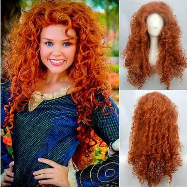 

Jewelry Wig Fashion Brave Merida Costume Wig Curly Wavy Orange Hair Cosplay Party Long Wig Free Shipping