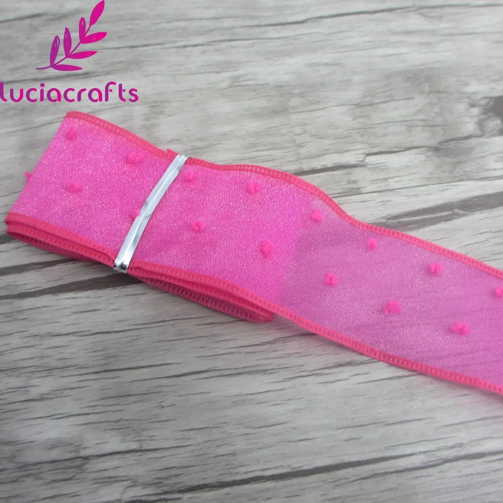 Lucia Crafts 40 мм двухслойная лента из органзы с принтом в горошек для упаковки и банта