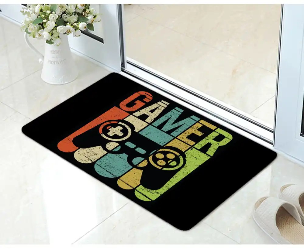 Vintage Black Gamer Controller Decorative Door Mat Funny