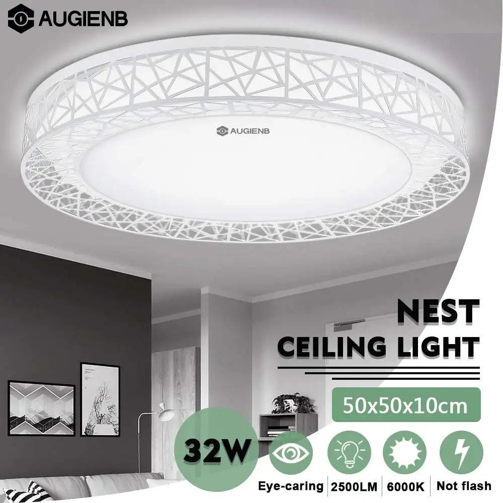 

AUGIENB LED Ceiling Light 32W 2500LM 6000K Natrual White Fixture Flush Ceiling Mount Ceiling Lighting For Bathroom Dining Room