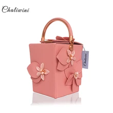 Designer Pink PU Flowers Beaded Women Totes Bags Evening Party Clutches Gift Box Clutch Wedding Handbag Handbag Bolsa Feminina