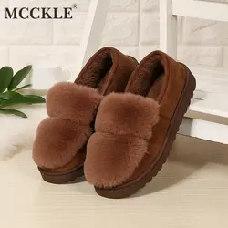 MCCKLE/сохраняющая тепло зимняя повседневная обувь с Плюшевым Мехом на платформе для женщин, модная женская обувь без шнуровки на мягкой