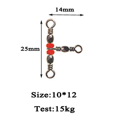 20 шт./лот рыболовные оснастки поворотный 3 ходовой вертлюгом кольцо рыболовный крючок приманки соединительная линия с бисером рыболовные принадлежности X337 - Цвет: Size10x12