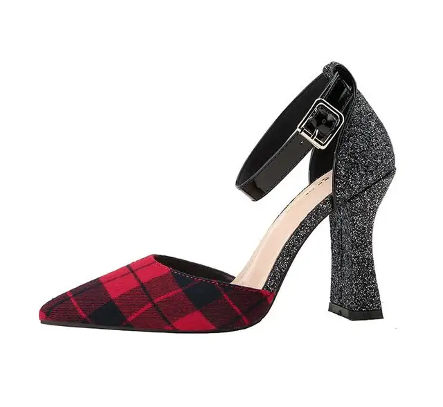 checkered heels women's