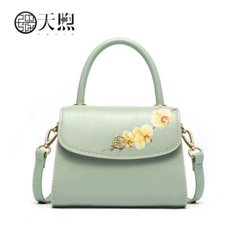 

Pmsix 2020 New cowhide luxury leather printing designer women Leather bag women shoulder crossbody bags for women small bag