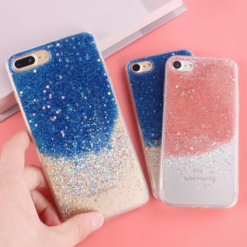 

Luxury Glitter Bling Stars Gradient Case For iPhone 8 8Plus X Ultra Thin Shining Silicon Back Soft Cover For iPhone 6 6S 7 Plus
