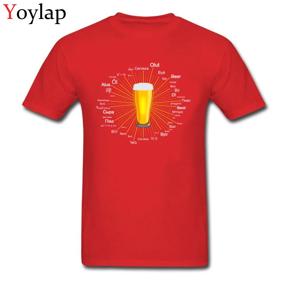 New Arrival Classic Tops T Shirt Beer in 45 different languages Summer Fall 100% Cotton Round Collar Boy T Shirt Classic Sweatshirts red