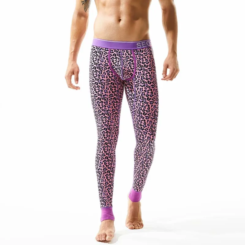 Autumn Winter Fashion Leopard Men Long Johns Thermal Underwear Cotton Mens Warm Thermal Underwear Long John long johns for men