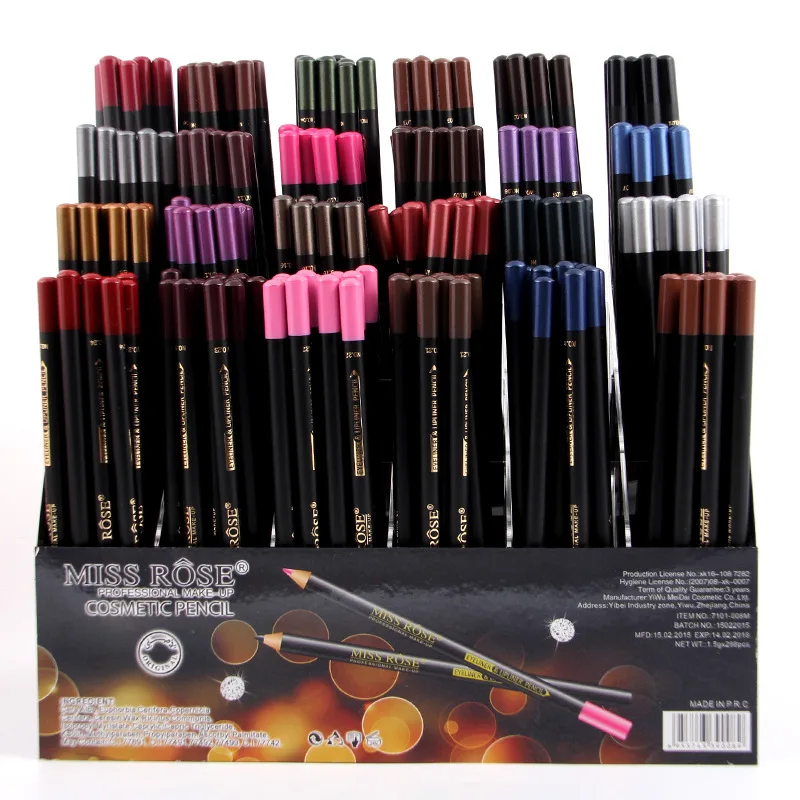 

288PCS/LOT MISS ROSE 24 Colors Eye MakeUp Eyeliner Pencil Waterproof Eyebrow Pen Eye Liner Lip sticks Cosmetics Eyes Makeup