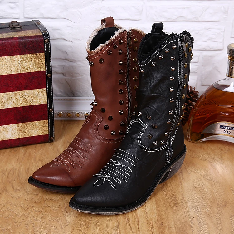 Choudory/ г.; Модные Стильные Мужские модельные ботинки; черные, коричневые ковбойские ботинки на высоком каблуке с острым носком; итальянские ботинки в стиле панк; обувь; 46