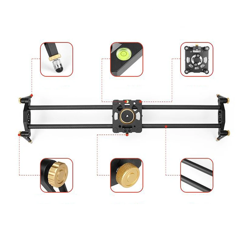 Deventer 23.6in 60CM Carbon Fiber Camera Track Slider Video Stabilizer 6 Bearings Rail Systems DSLR DV Camcorder Load up 18KG Deventer 23.6in 60CM Carbon Fiber Camera Track Slider Video Stabilizer 6 Bearings Rail Systems DSLR DV Camcorder Load up 18KG