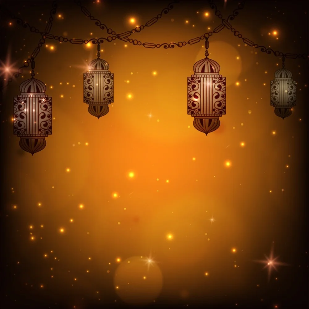 Laeacco Cartoon Mosque Eid Mubarak Lamp Light Bokeh Photography Backgrounds Customized Photographic Backdrops For Photo Studio |