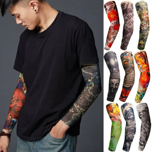 1Pc Nylon Tatoo Arm Stockings Arm Warmer Cover Elastic Fake Temporary Tattoo Sleeves For Men Women 2019 New Arrival Hot Sale Lahore