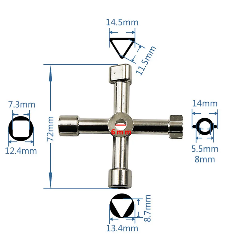 Многофункциональный 4 способа треугольный ключ, дюймовый стандарт ключи, дюймовый стандарт для электрический счетчик газа радиатор продувать шкаф Сантехника ключ, дюймовый стандарт треугольной формы