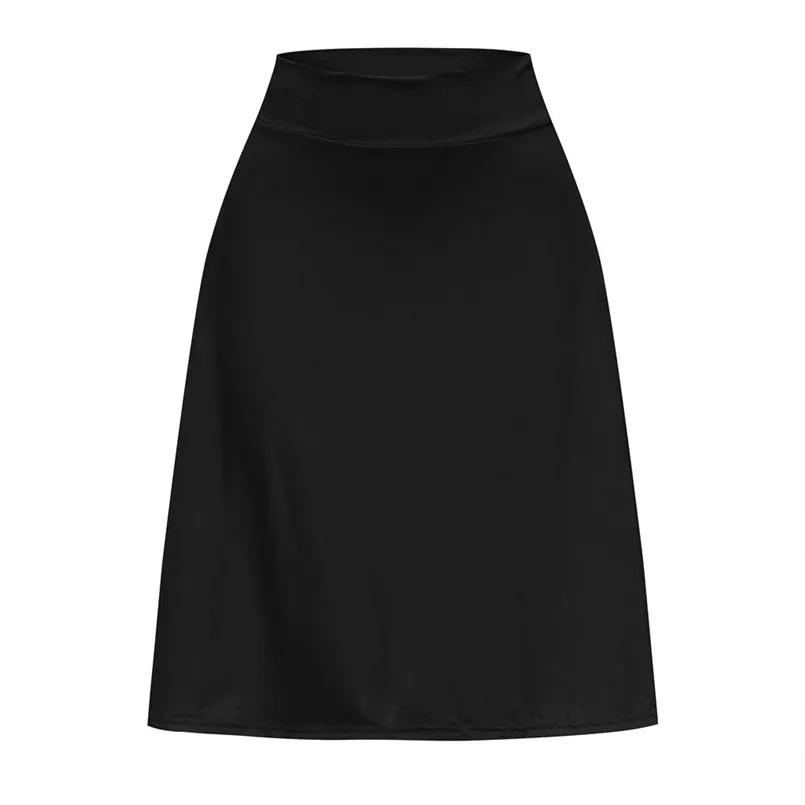 S-XXL Women Basic Solid Stretch Elastic High Waist Flare Pockets A Line Skirts Milk Fiber Thin Women Girls Short Skirts 35AP24 (16)
