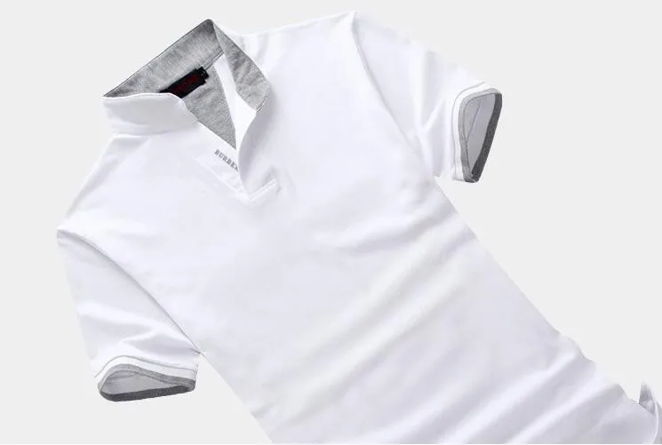 Новые летние Для мужчин Поло Плюс 7XL, rxplosion модели, Модные Slim v-образным вырезом сплошной Цвет хлопок Для мужчин с короткими рукавами рубашки поло