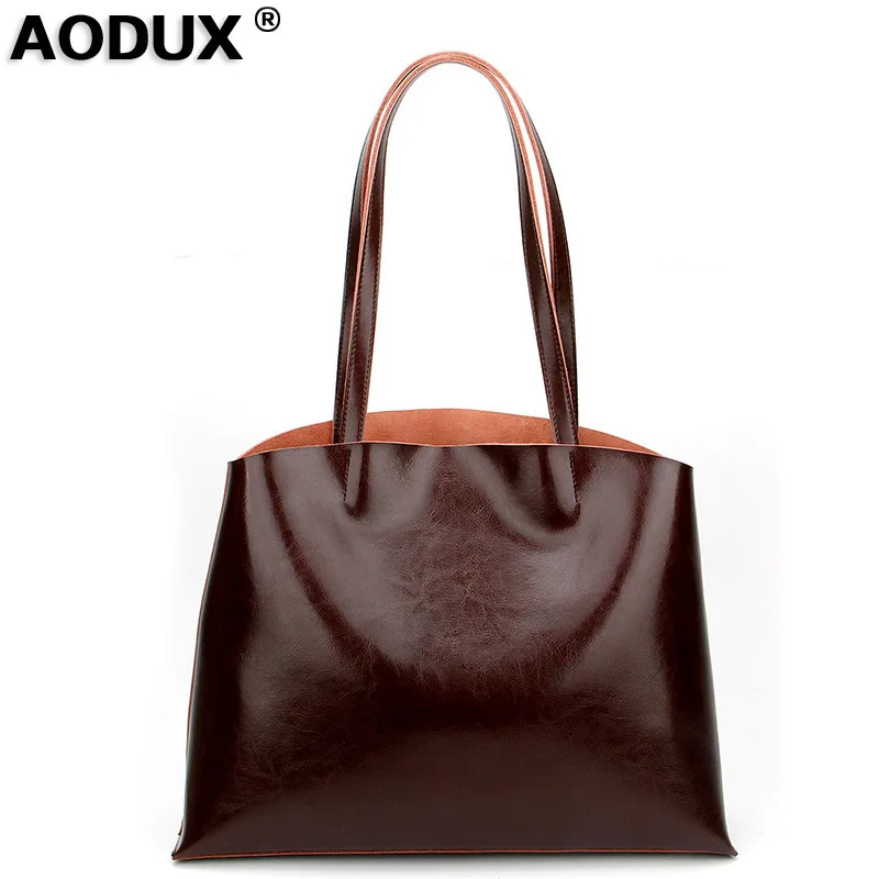 

Fashion Shopping Style Women's Bucket Handbag Genuine Oil Wax Cow Leather Shoulder Messenger Cowhide Teenager Bags