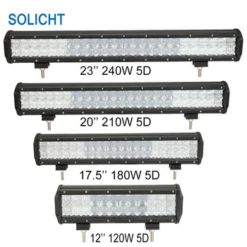 

SOLICHT 12'' 120W 18'' 180W 20'' 210W 23'' 240W 5D Combo LED Light Bar External Lights Off-road Driving Lamp Pick-up For ATV 4WD