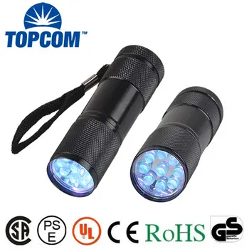 

TopCom 9 LED UV 395nM 365nM Mini Flashlight ULTRA VIOLET BLACK-LIGHT Fluorescer Counterfeit Banknotes Money Detecting